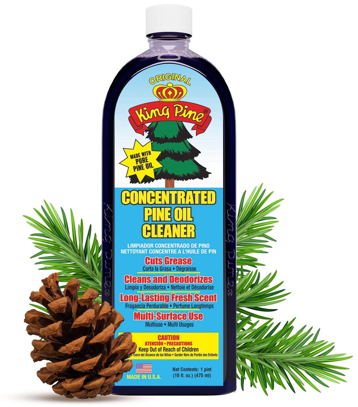King Pine Concentrated Pine Oil Multi-Surface Cleaner Industrial Strength, Original Black, 12 Fl Oz