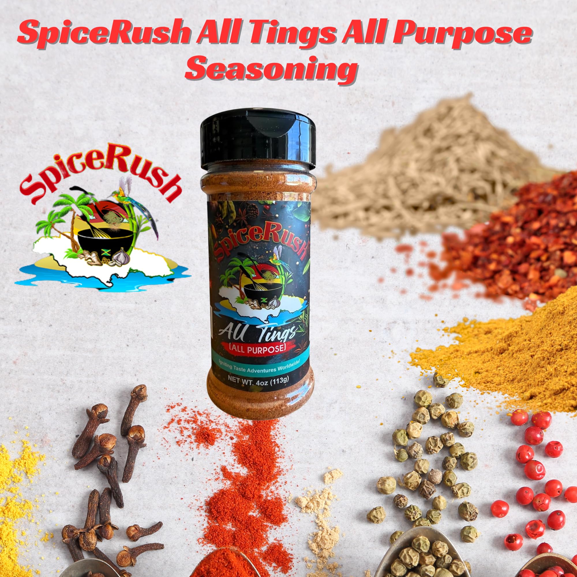 Jamaican All Purpose Seasoning - 4 oz | Island Spice All Purpose Blend | Authentic Spice Jamaica Reggae Style Seasoning Mix | Premium Herbs & Spices