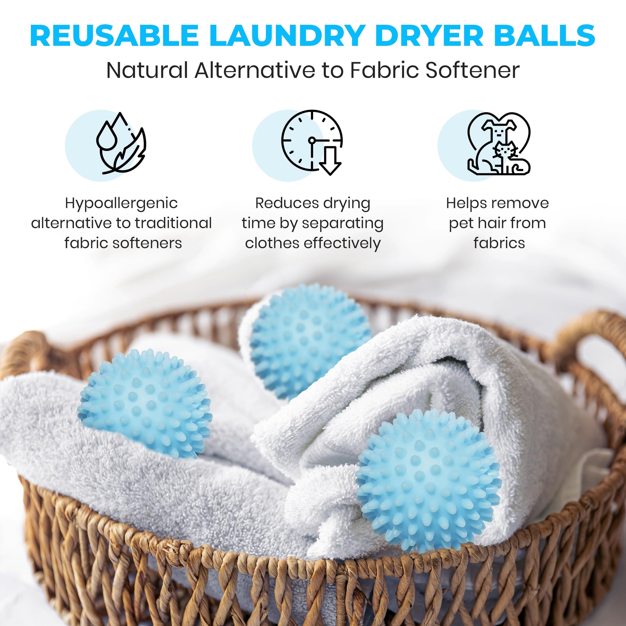 Handy Laundry Reusable Laundry Dryer Balls - A Natural Alternative to Fabric Softener, Reduce Drying Time and Save on Energy, Soft Fluffy Clothes