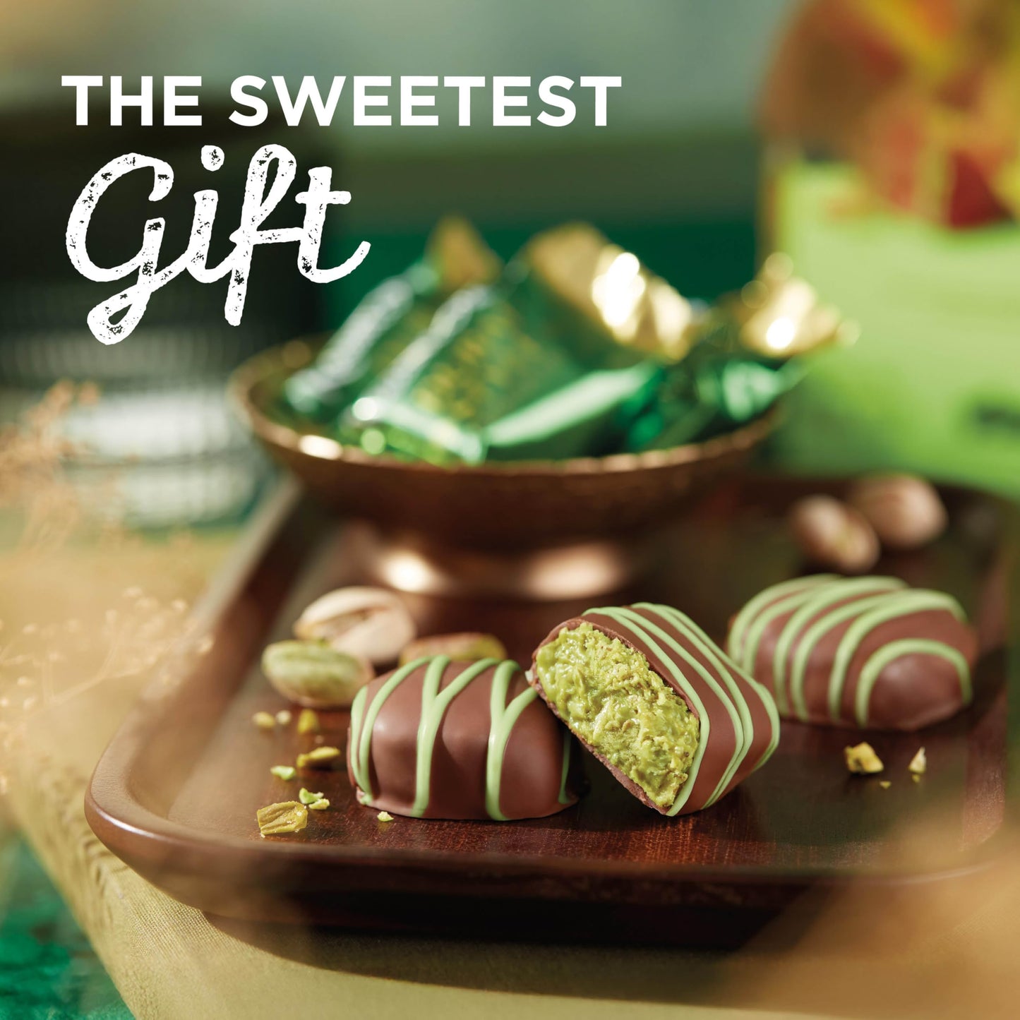 RUSSELL STOVER Valentine's Day Dubai Style Milk Chocolate Candy Pistachio & Kataifi Heart Gift Box, 4.75 oz.