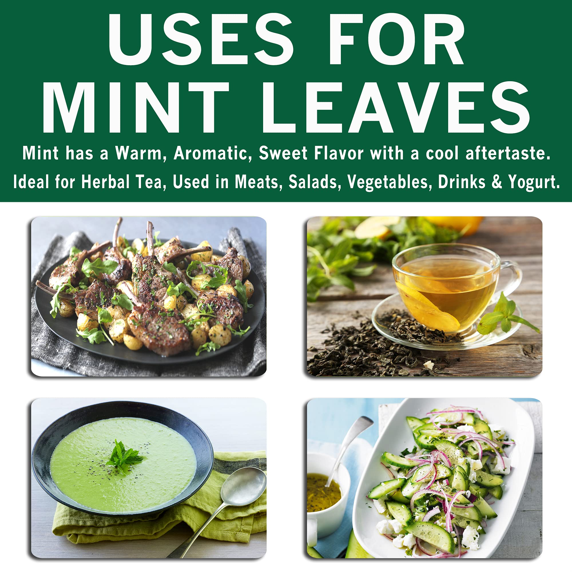 Spices Village Dried Mint for Cooking, Mint Spice Great for Loose Leaf Tea, 2 oz, Dried Mint Seasoning,- Kosher, Gluten Free, Non GMO, Resealable Bulk