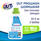 OUT ProWash Workwear Stain Remover Laundry Detergent and Odor Eliminator, Great for Work Clothes, Uniforms, Active Wear, and More, Made in the USA, 22