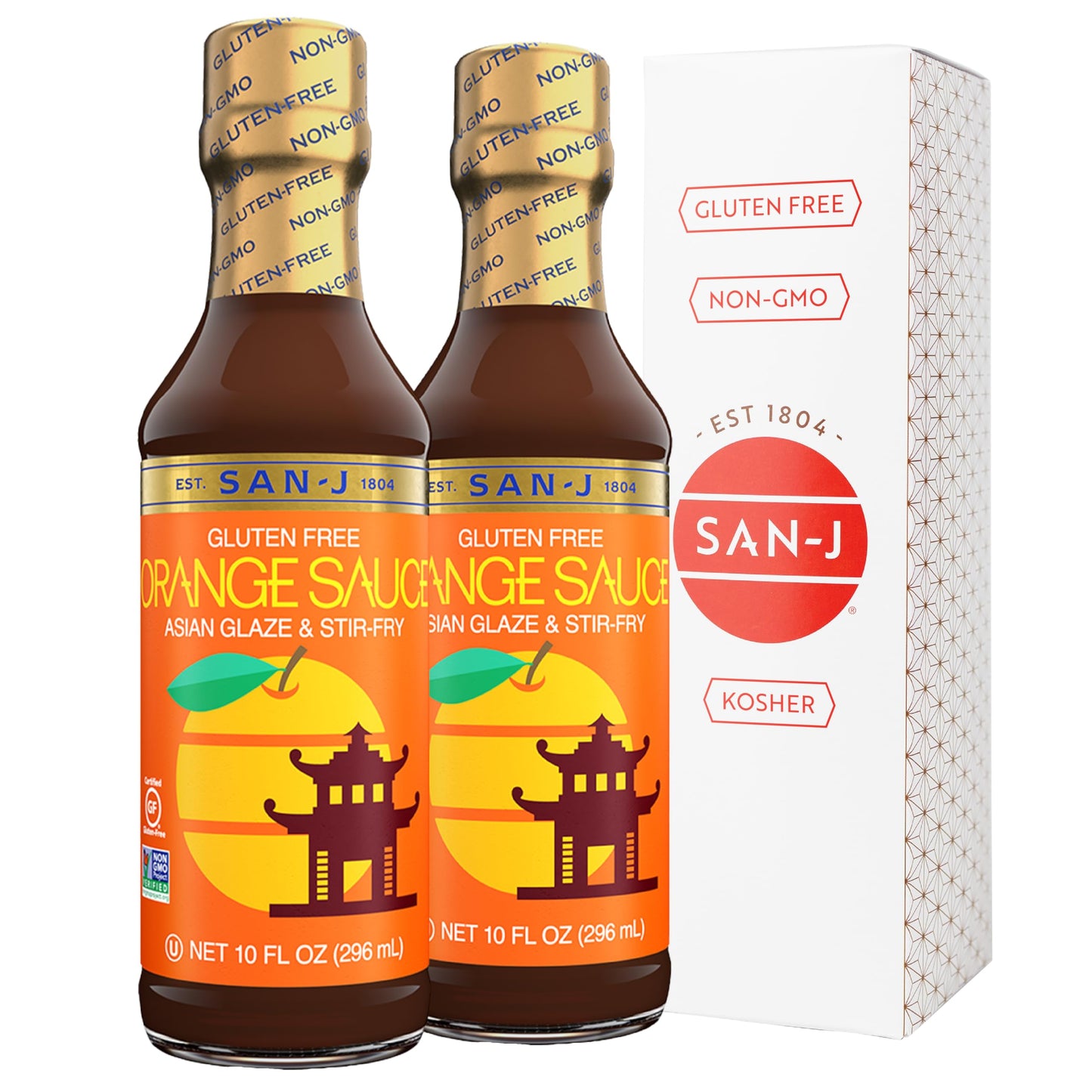 San-J Orange Sauce, Gluten Free, Bright and Sweet, Non-GMO, 10 oz, 2 Pack