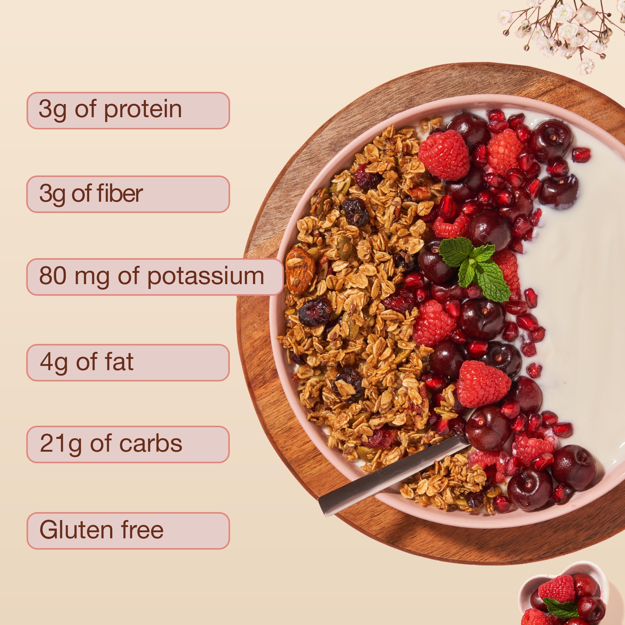 ToYou Snacks Gluten Free Granola, Fruit and Granola Cereal | Cherry Berry Blast - 12 Ounce (Pack of 1) | Plant Based, Vegan, Healthy Snacks for Adults