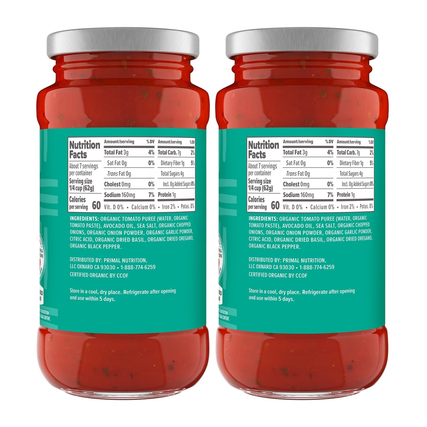 Primal Kitchen Unsweetened Red Pizza Sauce, No Added Sugar, Made with Avocado Oil, 2-Pack