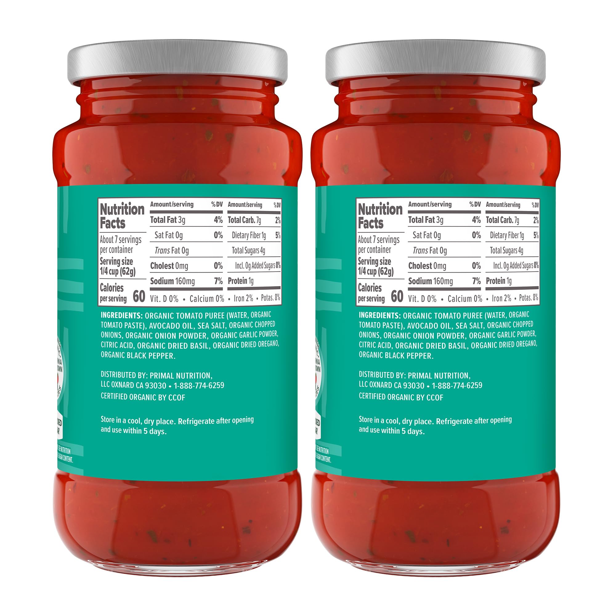 Primal Kitchen Unsweetened Red Pizza Sauce, No Added Sugar, Made with Avocado Oil, 2-Pack
