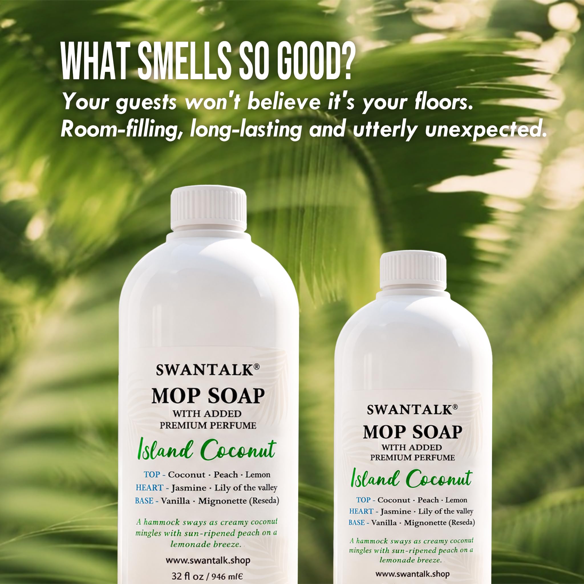 SWANTALK Mop Soap with Long Lasting Premium Perfume, 4X Concentrated Floor Cleaner, Multi Surface Solution for Hardwood, Tile, LVP, Laminate, Pet