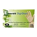 Emerald Digi-Gloves, Powder Free Disposable Latex Gloves (Small)