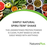 NaturesPlus SPIRU-TEIN Simply Natural, Original Vanilla - 0.81 lb - Unsweetened Plant-Based Protein Shake - Non-GMO, Vegetarian, Gluten Free - 16