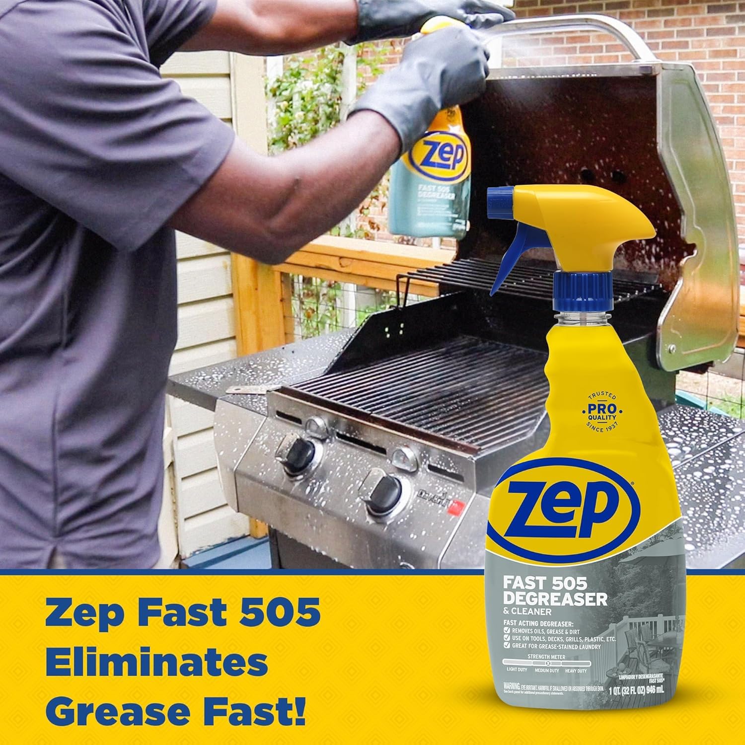Zep Fast 505 Cleaner and Degreaser - 32 oz (Case of 2) ECZU505322 - Fast Acting, Removes Oil, Grease, and Dirt from Tools, Decks, Grills, Plastic