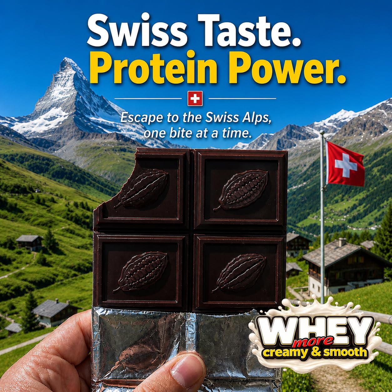 Chocotein | 16g Protein-Rich Premium Chocolate | 70% Dark Swiss Chocolate | 2X More Protein | 50% Less Sugar | Five Simple Ingredients | Made in