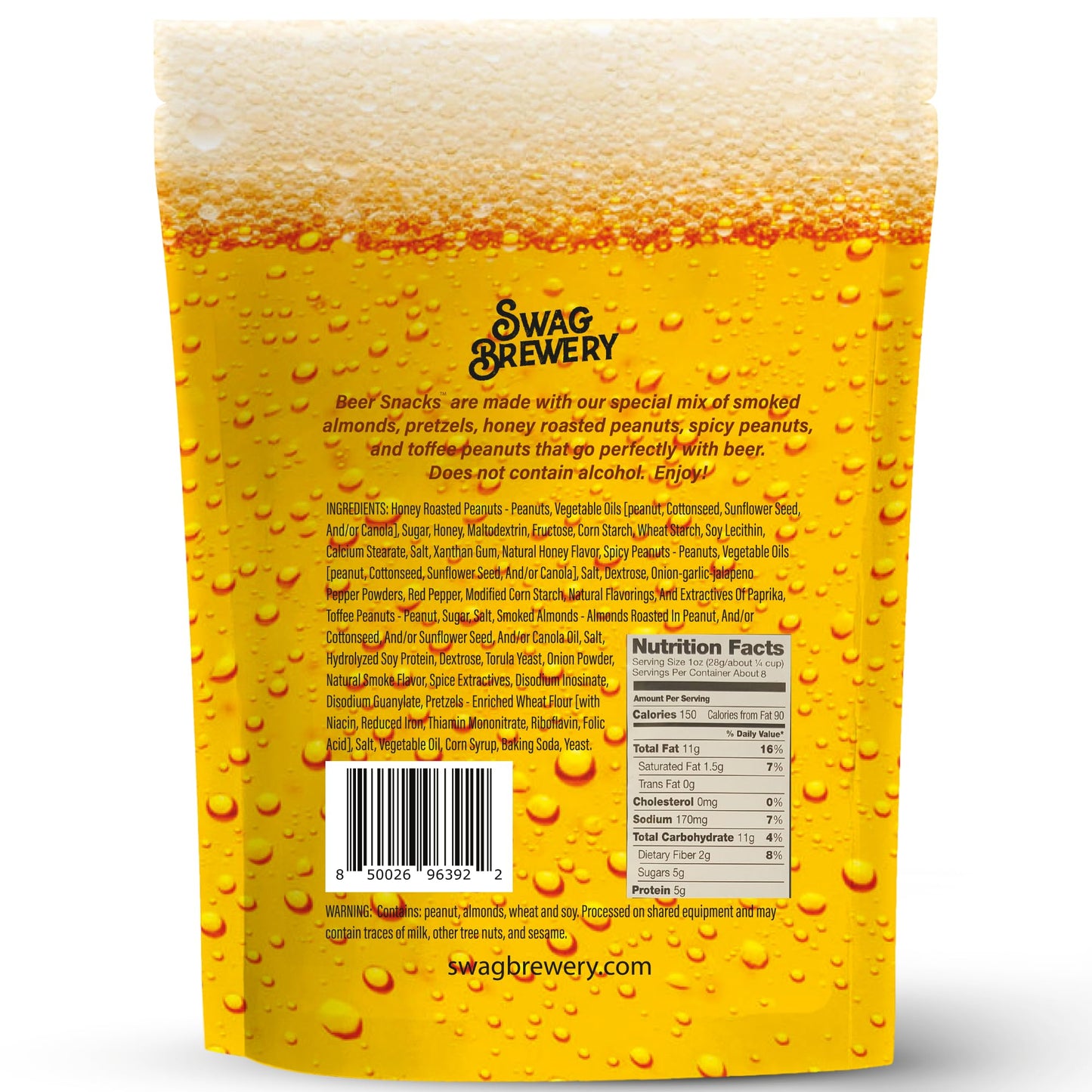 Beer Snacks Nuts Bar Mix - Gourmet Snack for Beer Lovers - Mix of Smoked Almonds, Pretzels, Honey Roasted and Toffee Peanuts, and Spicy Peanuts Pub