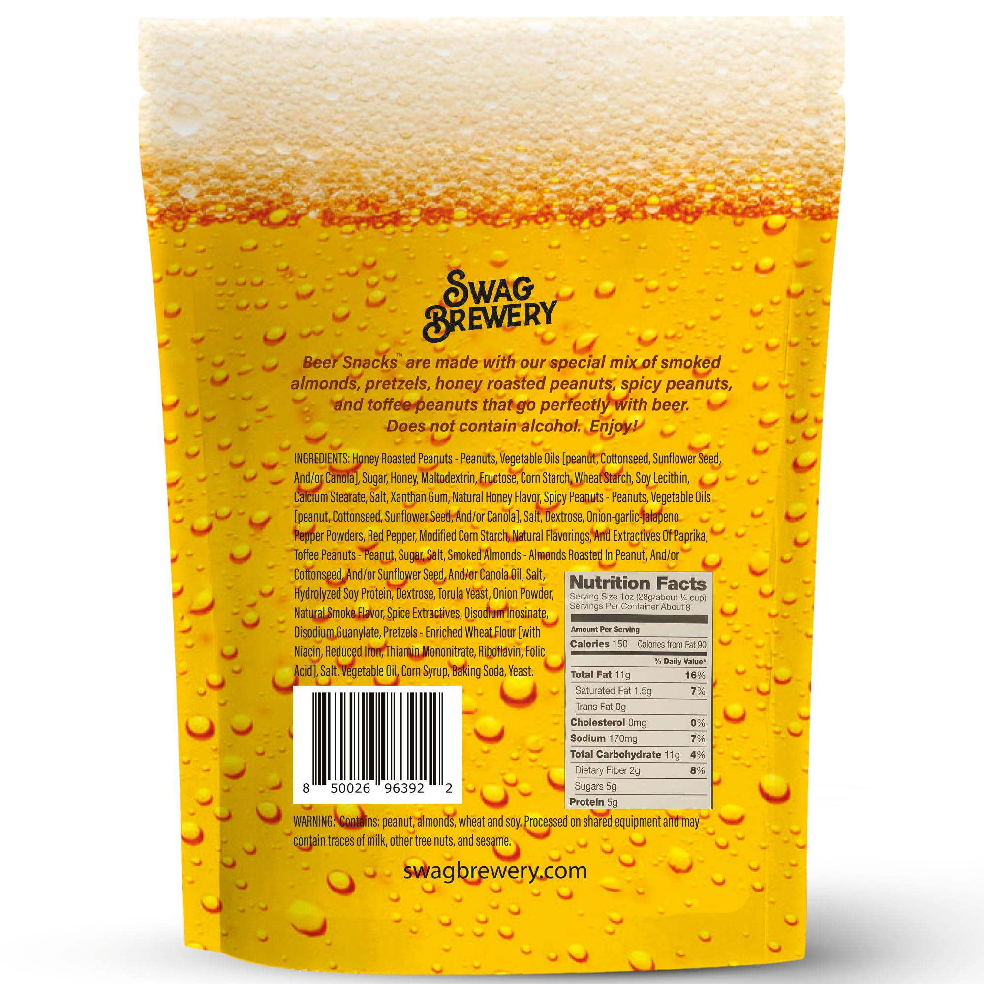 Beer Snacks Nuts Bar Mix - Gourmet Snack for Beer Lovers - Mix of Smoked Almonds, Pretzels, Honey Roasted and Toffee Peanuts, and Spicy Peanuts Pub