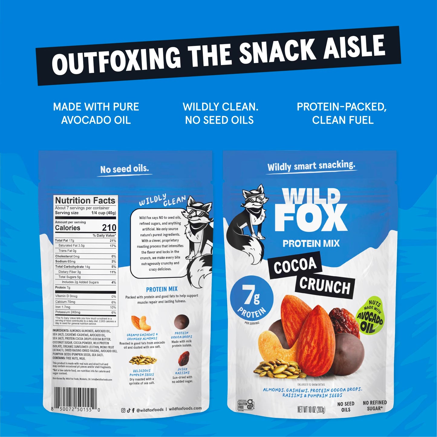 Wild Fox Trail Mix - Healthy Plant-Based Snack Made With Pure Avocado Oil And No Refined Sugar Or Seed Oils Ideal For Vegan Gluten-Free And Paleo
