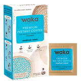 Waka Premium Instant Coffee Sachets - 100% Arabica Freeze Dried Beans - For Hot or Iced Coffee (8 Count, Medium Roast)