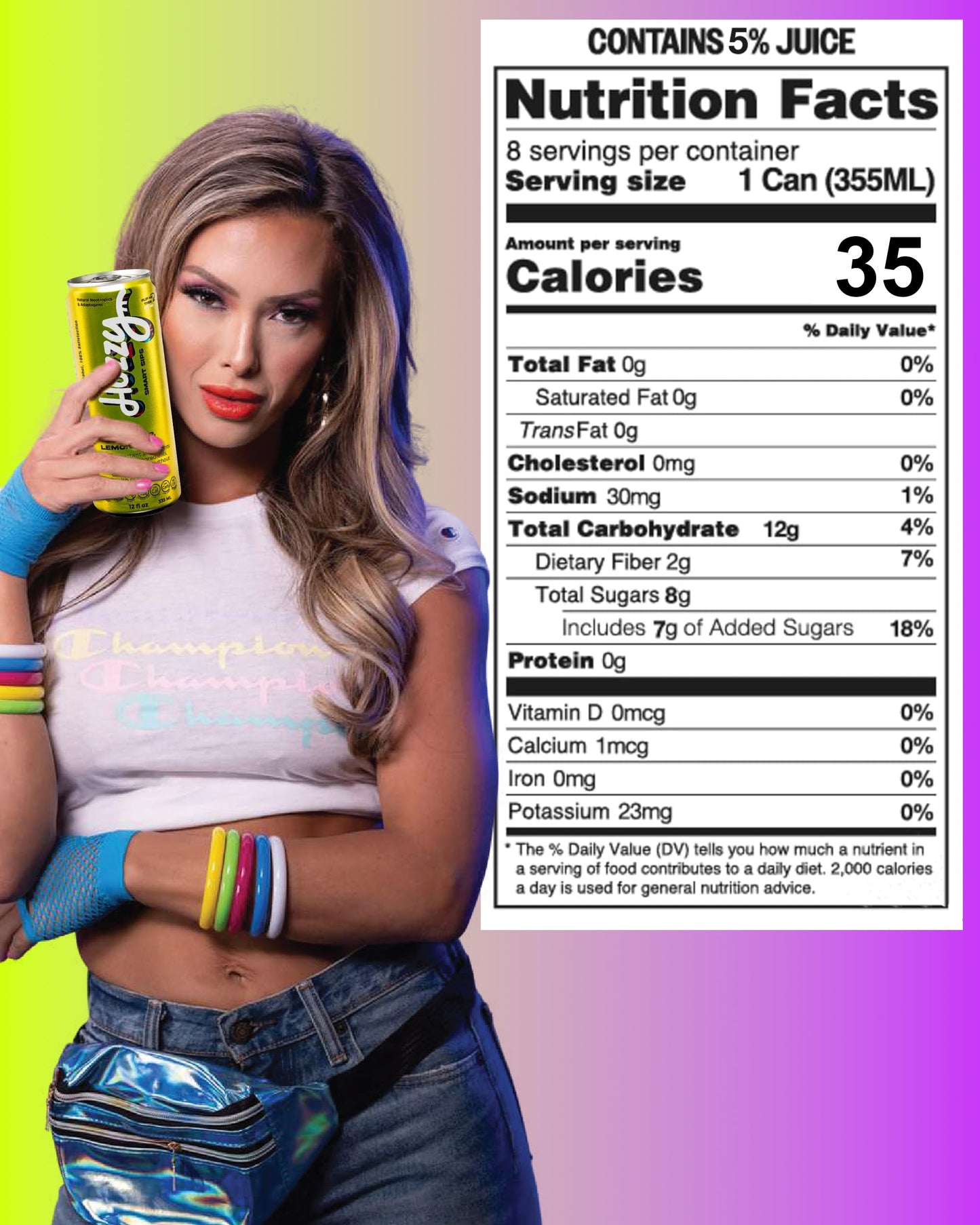 Huzzy Smart Sips Non Alcoholic Drinks - Honey Pop Inspired Beverage, Alcohol Free Functional Cocktails - Low Calorie, Low Carb, No Refined Sugar, No