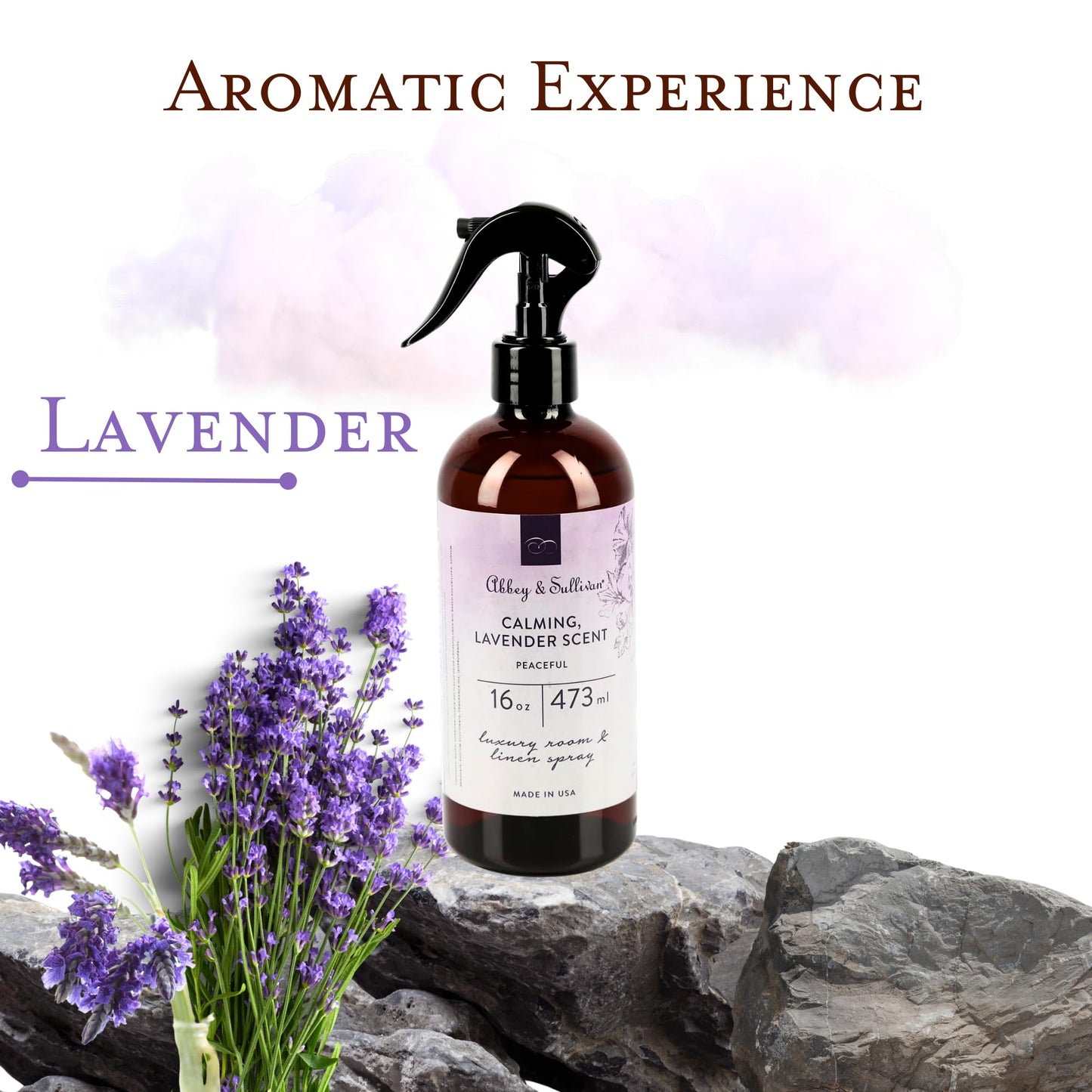 Abbey & Sullivan Odor Eliminating and Refreshing Linen and Room Spray, Peaceful, 16 oz