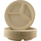 Restaurant-Grade, Biodegradable 9" 3-Compartment Plates. Bulk 25 Pk. Great for Lunch and Dinner Parties. Disposable, Compostable Wheatstraw Divided