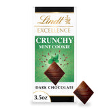Lindt EXCELLENCE Crunchy Mint Cookie Dark Chocolate Candy Bar, Dark Chocolate with Mint Cookie Pieces, 3.5 oz. Bar