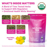 Pink Stork No Flow - Organic Sage Tea to Dry Up Breast Milk Supply and Decrease Milk Production, Stop Breastfeeding, Wean Lactation Naturally