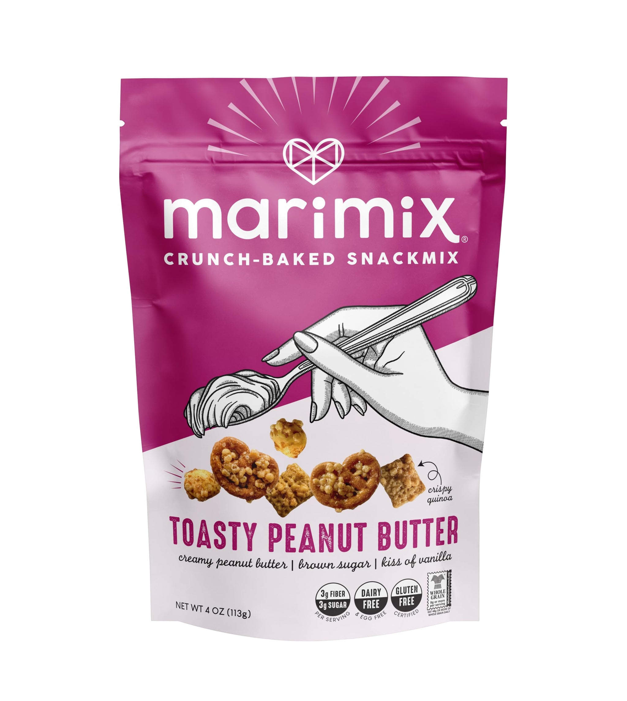 Marimix Snack Mix | Toasty Peanut Butter | Crunch Baked Sweet & Salty Savory Plant Based Naturally Gluten Free Whole Grain Fiber Charcuterie Pretzel
