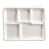 Stalkmarket 100% Compostable Sugar Cane Fiber Heavy Duty Plate, 5-Compartment American Tray, 500-Count Case