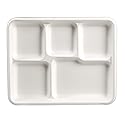 Stalkmarket 100% Compostable Sugar Cane Fiber Heavy Duty Plate, 5-Compartment American Tray, 500-Count Case