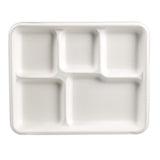 Stalkmarket 100% Compostable Sugar Cane Fiber Heavy Duty Plate, 5-Compartment American Tray, 500-Count Case