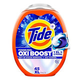 Tide Oxi Boost Power PODS Laundry Detergent Pacs, 45 Count, Set-In Stain Removal + Oxi Power, laundry soap detergent pacs