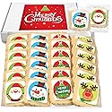 Christmas Cookies Stocking Stuffers for Kids Party Favors | Holiday Gourmet Corporate Food Gift INDIVIDUALLY WRAPPED Bulk | 24 Decorated Sugar Cookies