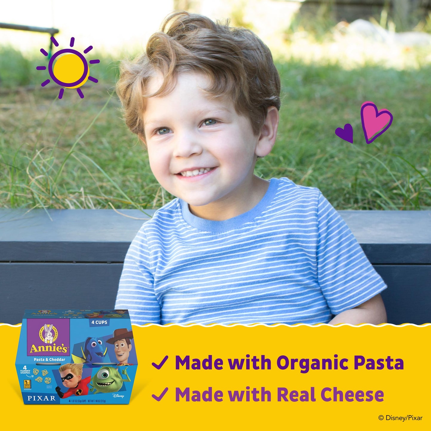 Annie's Disney Pixar Macaroni and Cheese, Microwavable Pasta and Cheddar, 4 Cups, 7.48 oz