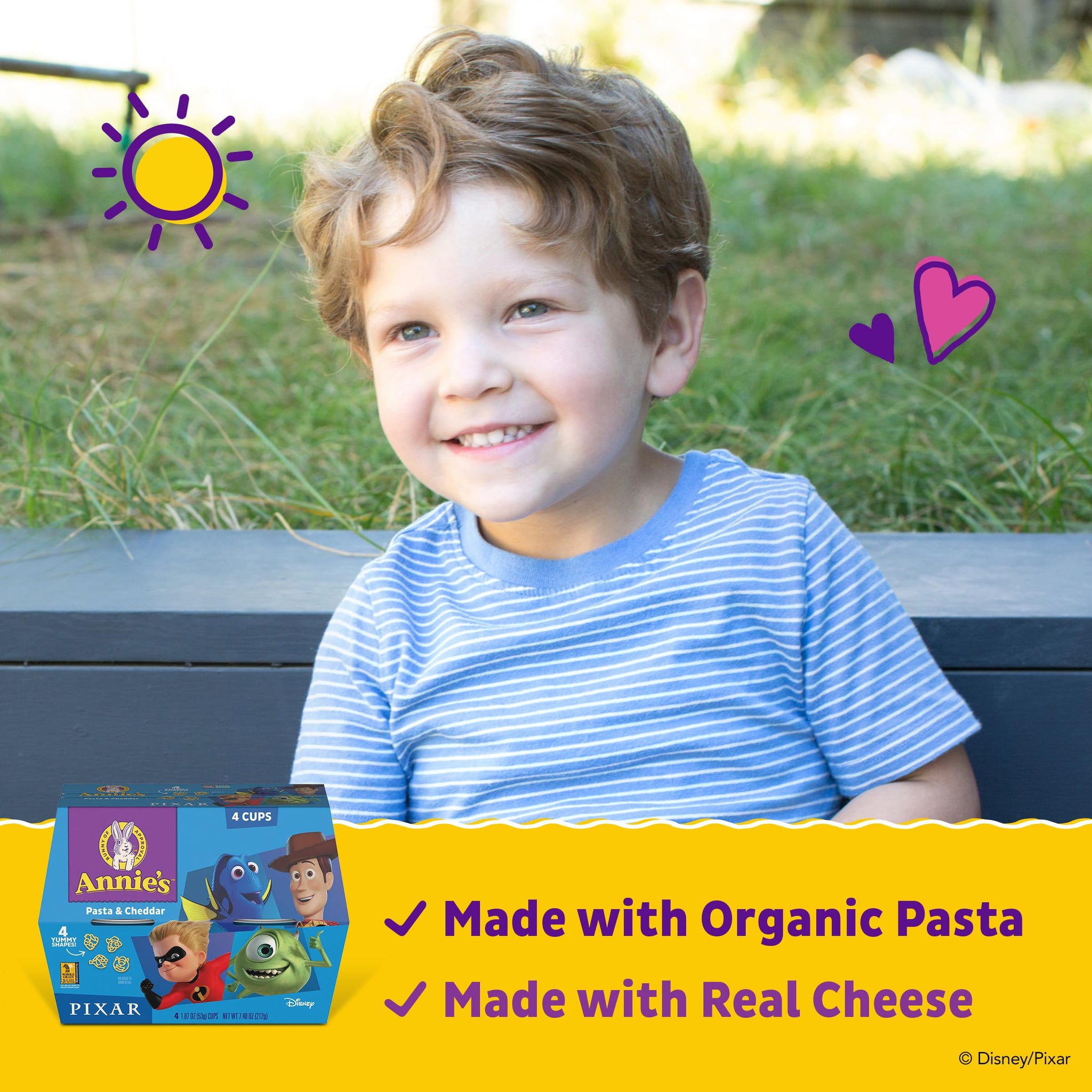 Annie's Disney Pixar Macaroni and Cheese, Microwavable Pasta and Cheddar, 4 Cups, 7.48 oz