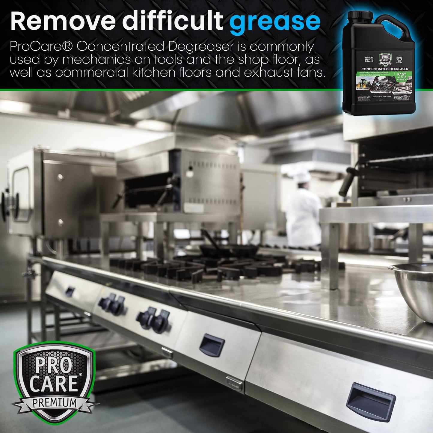 Procare - Degreaser Concentrate - Tool, Shop Floor, Engine & Commercial Kitchen Cleaner - Cleaning Supplies - Degreaser - Made in the USA (1 Gallon)