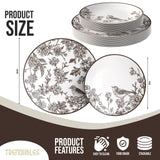 Trendables Disposable Dinnerware Sets Vintage Plates Plastic Disposable Plates Set For 20 Guests 20 x 8 Inch Dessert Plate & 20 x 10 Inch Wedding