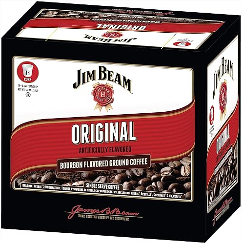Jim Beam Original Bourbon Flavored Single Serve Coffee, 18 cups, Keurig 2.0 Compatible