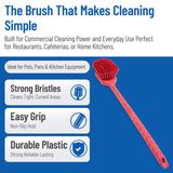 SPARTA 40501EC05 Plastic Large Scrub Brush, Kitchen Brush, Utility Brush With Long Handle For Cleaning, 20 Inches, Red