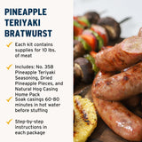 PS Seasoning Pineapple Teriyaki Bratwurst Kit - Sausage making Seasoning And Natural Hog Casings For 10 Lbs Of Meat Easy Homemade Brats For Pork