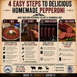 Hi Mountain Seasonings ? Pepperoni Sausage Seasoning Kit ? Includes 10 Casings, Seasoning, Cure, & Directions ? Seasons up to 30lbs of Meat ? Beef