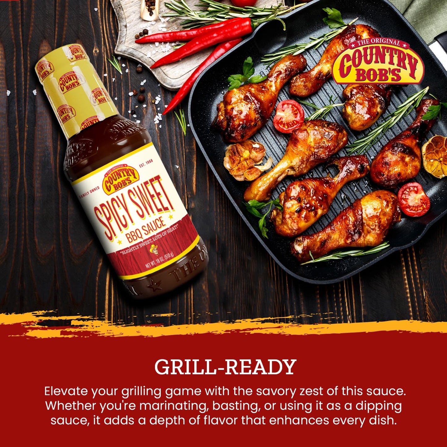 Country Bob's - Spicy Sweet BBQ Sauce - 18 oz (Pack of 1)