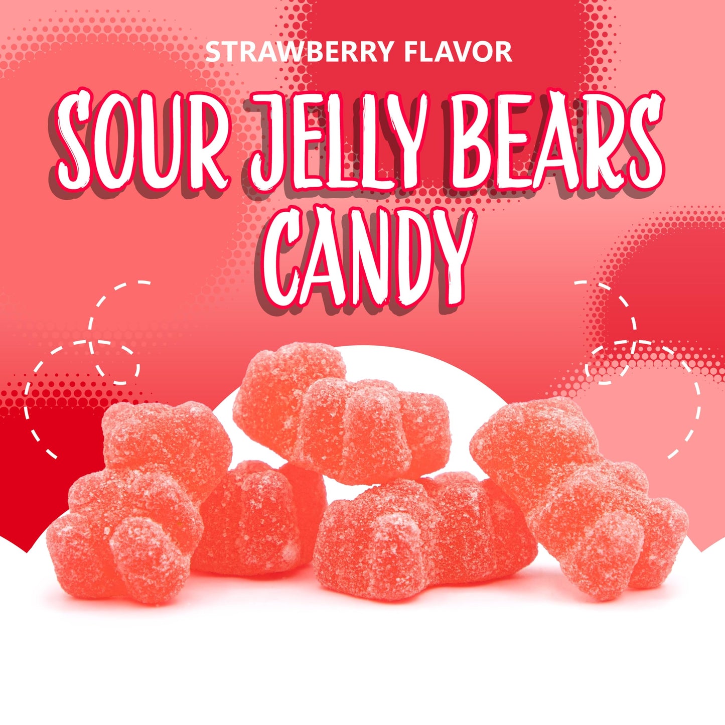 Sour Bears Gummy Candy 1 Pound Bag, Gelatin Free Chewy Pink Candy, Strawberry Jelly Bears for Baby Showers, Gender Reveal, Candy Buffets, and Dessert