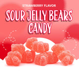 Sour Bears Gummy Candy 1 Pound Bag, Gelatin Free Chewy Pink Candy, Strawberry Jelly Bears for Baby Showers, Gender Reveal, Candy Buffets, and Dessert