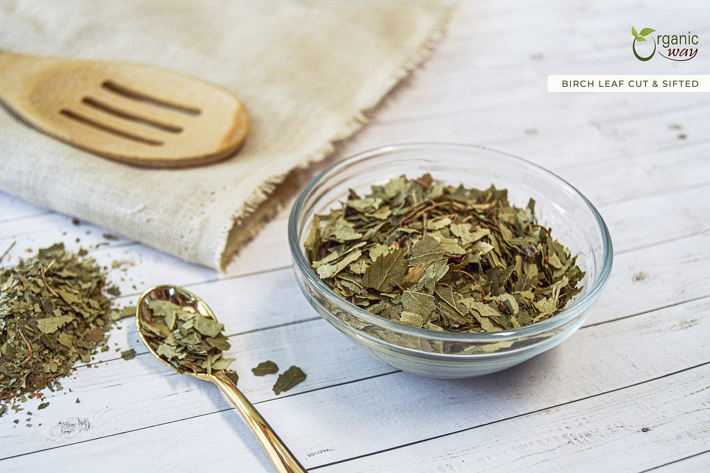Organic Way Birch Leaf (Betula pendula) Cut & Sifted - European Wild-Harvest | Herbal Tea | Kosher & USDA Certified | Vegan, Non-GMO & Gluten Free |