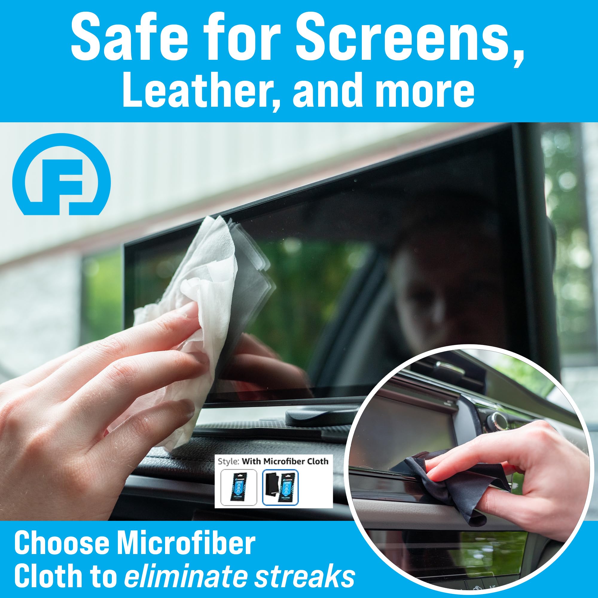 Fortress Car Interior Wipes (25 ct, Pack of 4) for Car Interior Cleaning, Dashboard, Seats, Detailing, and Steering Wheel [Travel Size] Skin-Safe Car