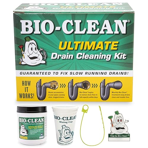 Bio-Clean Ultimate Drain Cleaning Kit Cleans Drains- Septic Tanks - Grease Traps All Natural and 100% Guaranteed No Caustic Chemicals! Removes fats
