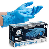 MED PRIDE Blue Nitrile Gloves Medium | Box of 100 Gloves | 5 Mil | Powder-Free, Latex-Free, Exam Grade | Medical, Lab, Food Service, Tattoo, Cleaning
