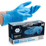 MED PRIDE Blue Nitrile Gloves Medium | Box of 100 Gloves | 5 Mil | Powder-Free, Latex-Free, Exam Grade | Medical, Lab, Food Service, Tattoo, Cleaning