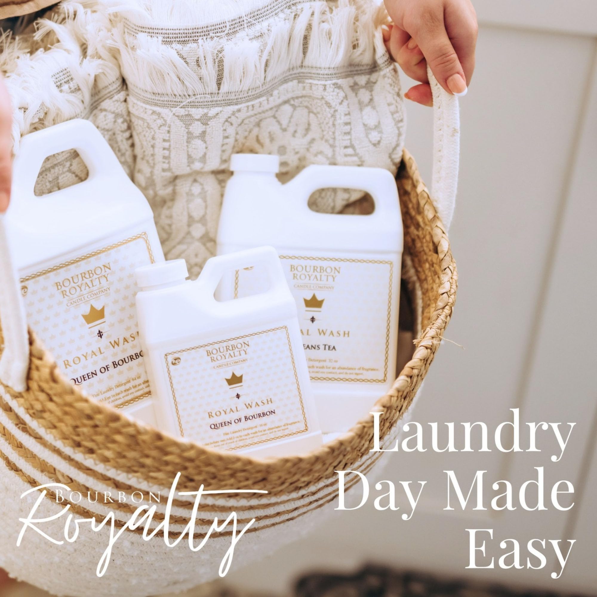 Bourbon Royalty Royal Wash 16 Ounce High Efficiency Scented Fragranced Liquid Laundry Detergent, Evangeline, White