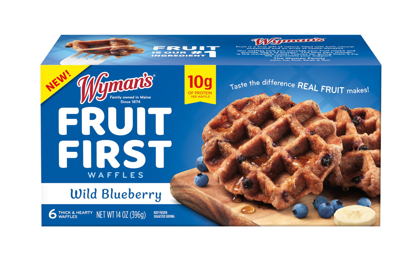 Wyman's Fruit First Waffles - Wild Blueberry (6 Boxes of 6 waffles) 36 Waffles