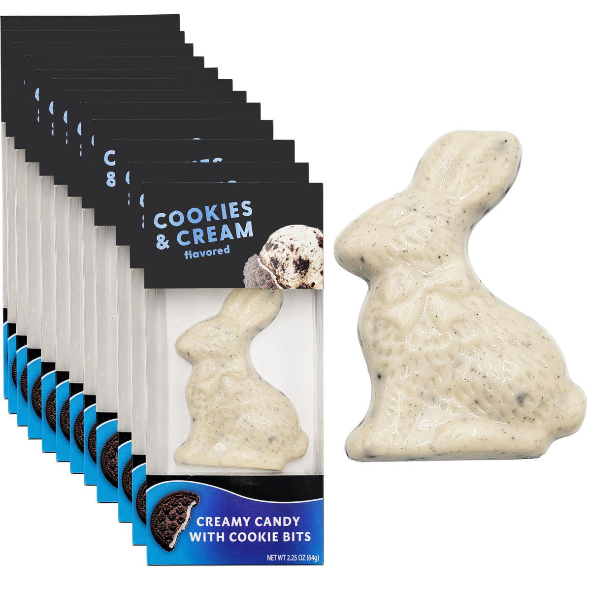 12-Pack Fruidles Easter Bunny Rabbit Milk Chocolate Bunnies, Cookies & Cream, Individually Wrapped in Gift-Box, Kosher Certified Dairy, 2.25oz