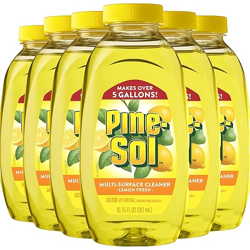 Pine-Sol Multi Surface Cleaner, 6 Pack, Concentrated Multi Purpose Cleaner and Degreaser for Kitchen and Bathroom, Makes 5 Gallons, Lemon Fresh Scent
